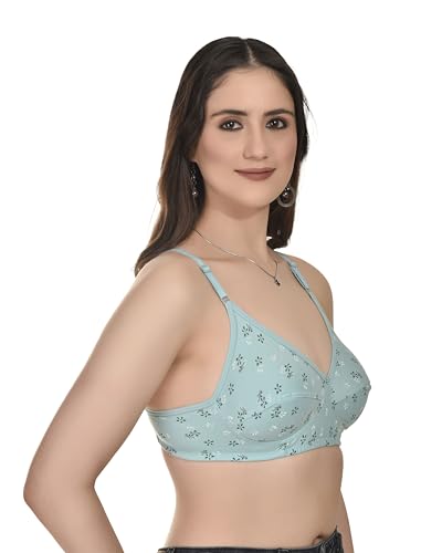 Image of Full Coverage Non Padded Wire Free Daily Use Regular Printed Bra for Women and Girls in Multicolor