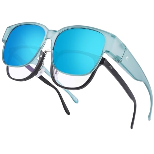 Image of Bircen Polarized Mens Sunglasses: UV Protection Black Blue Shades for Men Sport Driving with Al-Mg Metal Frame