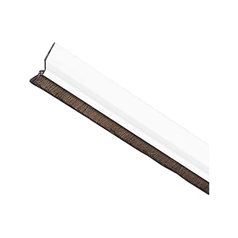 AMIG 2055 - Burlete Modelo2 | Burlete adhesivo de sobreponer | Cepillo de pelo | Lámina de plástico entre la escobilla | 1 m | Blanco | Aluminio Cover
