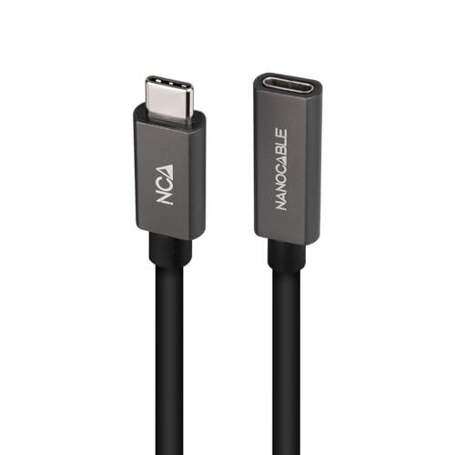 NANOCABLE 10.01.4401-L150 USB 3.2 Gen2x2 20Gbps 3A, 4K/60Hz, USB-C Male to USB-C Female Cable, Black, 1.5m - Image 3