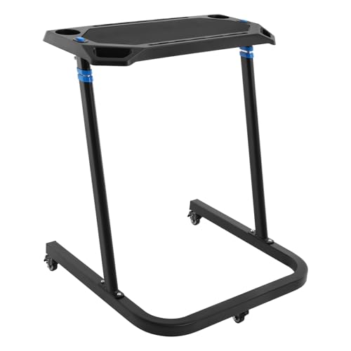 Escritorio de altura ajustable, escritorio de fitness con ruedas, soporte para vasos, capacidad de carga 50 kg, tablero de mesa de 74 x 38 cm, rodillo de entrenamiento para cintas de correr