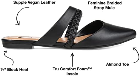 Journee Collection Womens Olivea Mule with Braided Strap Detail and Pointed Toe, Black, 6.5 | Image 1