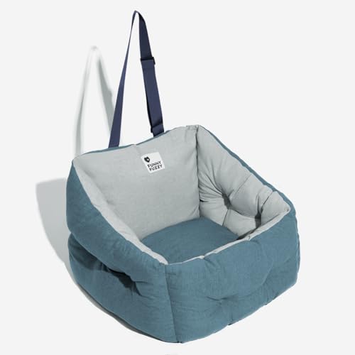 FUNNY FUZZY Dog Car Booster Seat for Small/Medium Dogs Up to 39lbs – Waterproof Fabric, Non-Slip Base, Safety Leash, Fully Detachable & Machine Washable Cover (Blue) - image 8