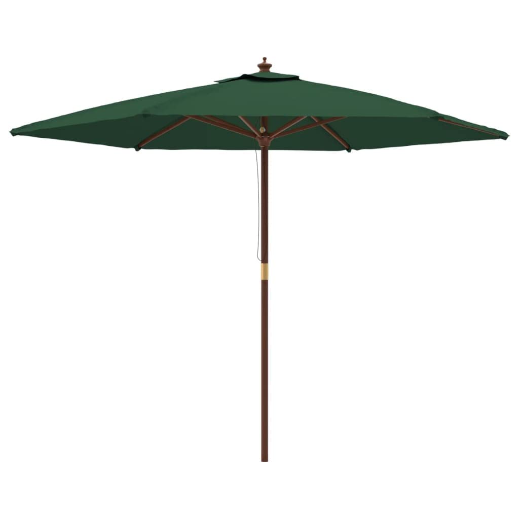 vidaXL Sombrilla de jardín con Poste de Madera Verde 299x240 cm, sombrilla, sombrilla de Exterior, sombrilla Patio, Parasol, sombrilla terraza