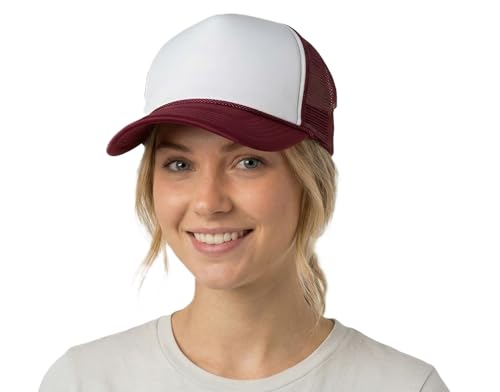 Image of NYFASHION101 Plain Mesh Trucker Hat - Breathable 6-Panel Daily Snapback Cap, Customizable Ideal for DIY Embroidery & Patches