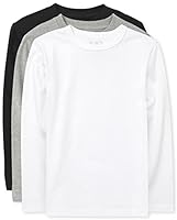 The Children's Place boys Long Sleeve Basic Layering T-shirt T Shirt, Black/H Gray/White (Pack of 3), Small US