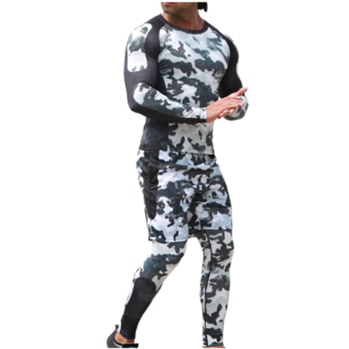 Capa base para hombre, conjunto de compresión de manga larga Cool Dry Active Sport Gym Fitness Running Shirt, mallas y pantalones cortos, SKT170, 3XL Cover