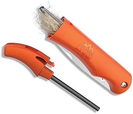 Miniatura 4 de OUTDOOR EDGE Ignitro - Cuchillo de supervivencia de emergencia EDC con hoja plegable de acero inoxidable de 2.3 pulgadas, silbato de señal, barra