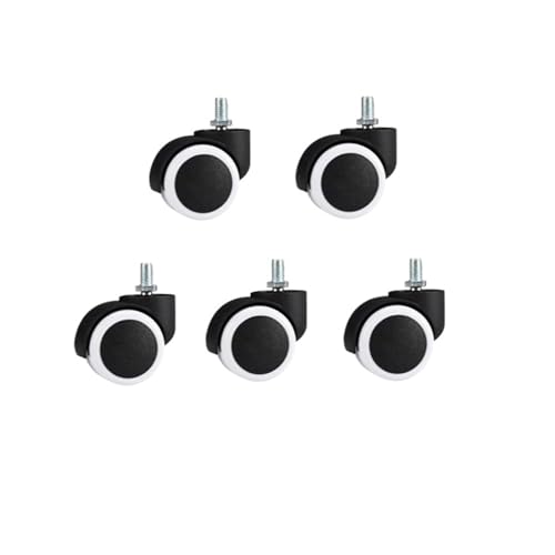 5 Pieces/lot 10mm/11mm 2 inch circlip/Screw Pu Office Chair Caster Large Swivel Wheel Silent(Screw-White-10mm)