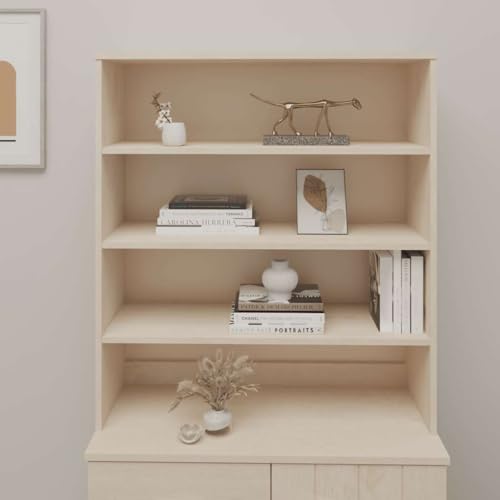 QZZCED Aparador Superior HAMAR Pino Macizo marrón Miel Tablero Superior de Alacena de Madera Maciza con Estantes Estables para Organización 90x30x100 cm