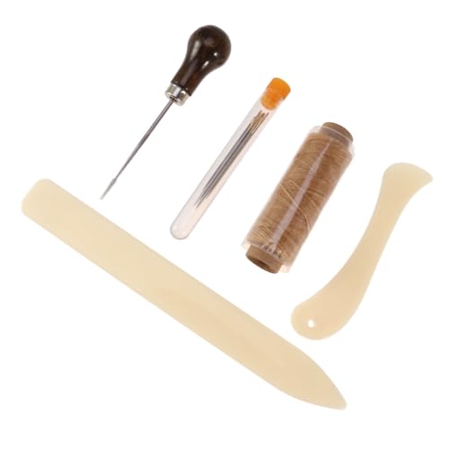 SUPVOX Juego de Herramientas de Encuadernación de Libros Punzón de Mango de Madera y Hilo de Lino Encerado, Kit para Manualidades y Costura, Adecuado para Proyectos DIY en Casa