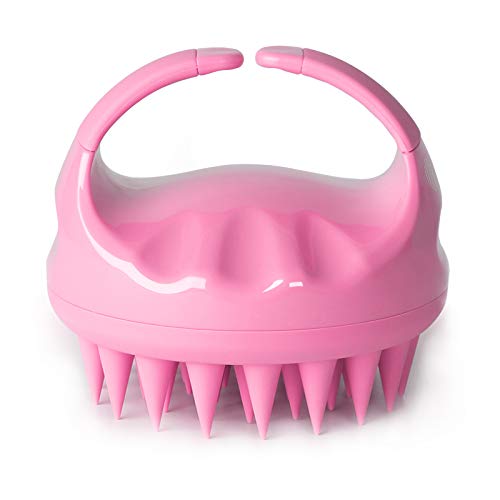 Heeta Shampoo Brush, Upgraded Wet and Dry Hair Scalp Massager Brush with Soft Silicone Hair Brush for Women, Men, Pets (Pink)