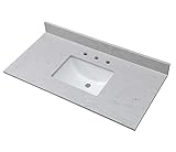 Montary 37 Inch Bathroom Vanity Top Calacatta Gray Engineered Marble Stone 3 Pre-Drilled Hole Vanity Top with Undermount Ceramic Sink and Backsplash (Not Included Faucet)
