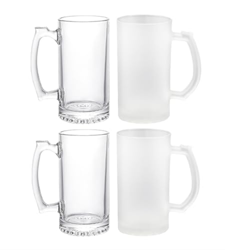 Beer Glasses for Freezer,Beer Glasses for Freezer, 500ml /16oz Beer Drinking Glasses, Traditional Stein for Bar, Alcohol, Beverages,4PCS