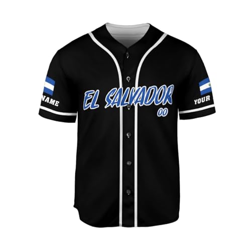Camiseta personalizada de béisbol MonkeyVan El Salvador con nombre y bandera salvadoreña para hombres y mujeres ELS38 miniatura 2