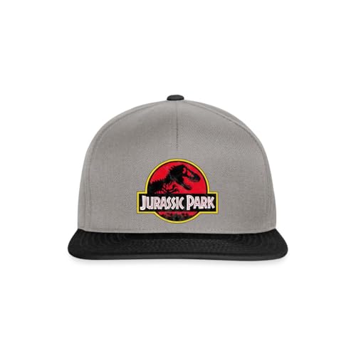 Image of Spreadshirt Jurassic Park Classic Logo in Red with T-Rex Snapback Cap, One Size, Graphite/Black