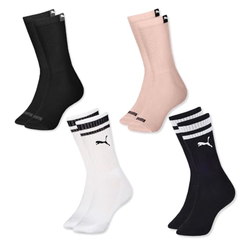 Kit 04 Pares MEIA ESPORTIVA CANO LONGO - PUMA | 2 Pretas -1 Rosa - 1 Branca | 34-39
