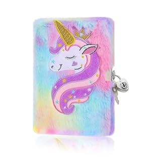 inheming Unicorn Notebook with Heart Shaped Lock, Cute Diary for Women Writing Travel Work Planner Organizer Secret Notebook