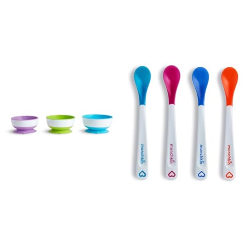 Image of Munchkin® 3-Pack Stay PutTM Suction Bowls and 4-Pack White Hot® Safety Baby Spoons Bundle for Babies and Toddlers