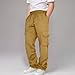 Boys Fleece Cargo Joggers Casual Baggy Wide Leg Sweatpants Comfy Warm Fall Winter Sweat Pants Fashion School Trousers Khaki