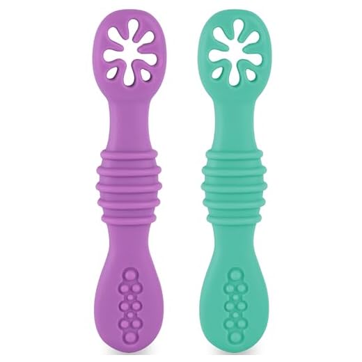 HOMYBABY® PreCucharas y Cucharas Bebe Silicona + EBOOK GRATIS Recetas BLW - Cuchara BLW Aprendizaje en etapas - Cubiertos Recomendados por Nutricionistas - Pre Cuchara Antibacteriana y Ergonómica (A)
