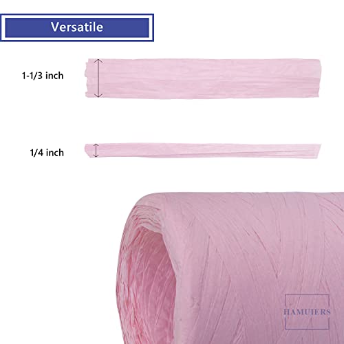 Raffia Ribbon for Gift Wrapping and Packing - 1/4'' Wide, 109 Yards, Pink