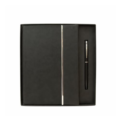 Image of 2 in 1 Diary with Pen Gift Set for Men and Women, Leather Notebook Diary & Metal Pen Birthday Gifts for Husband, Brother, Father New Year Corporate Gift for Employee Gift Set (Black)