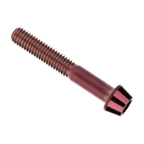 Image of Titanium Ti Bolt M5x9 16 18 20 25 30 35 40 45 50 55 60mm Tapered Head Screws Pack of 4 (M5x45mm, Burgundy)