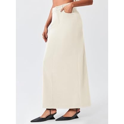 Cicy Bell Women's High Waisted Maxi Skirts Casual Back Split Office Work Long Skirt - Image 5
