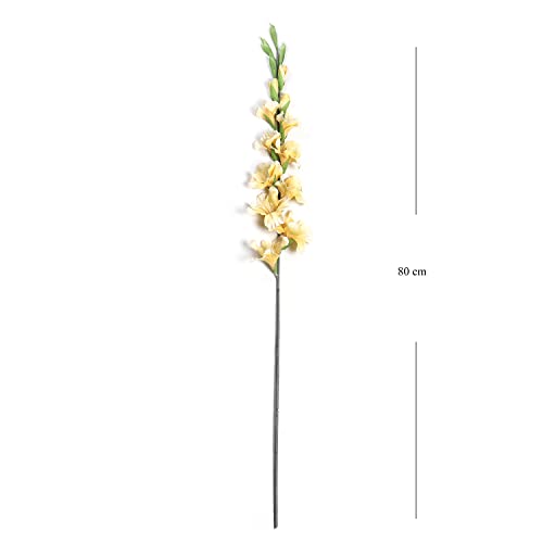 Image of PURE HOME + LIVING Yellow Gladiolus Faux Flower Stem (Made of Plastic, Wire and Fabric) Fake Flowers for Home Garden Party Wedding Decoration(Height-80CM)