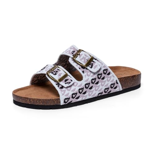 Image of Women's Comfy Arch Support Cork Footbed Adjustable Knitting Straps Indoor and Outdoor Slides Sandals