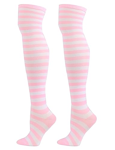 Image of ATHX Women's Knee High Socks Thigh High Socks Triple Stripe over the Knee Socks Long Opaque Thigh High Stockings