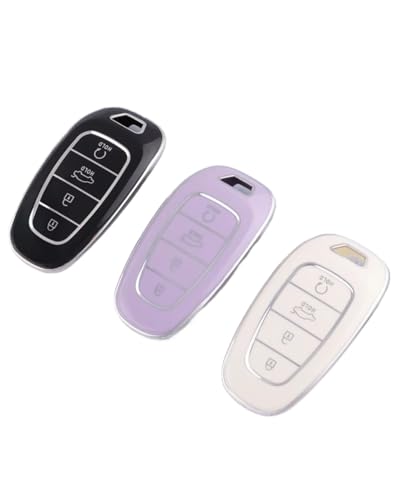Coque de clé Tucson et Solaris en TPU violet à 4 boutons - 2