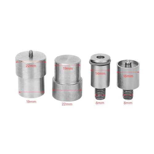 Miniatura 5 de Kit de 4 piezas de molde de botón a presión para herramientas a presión, kit de botón de envoltura de botón de acero inoxidable plateado, kit de