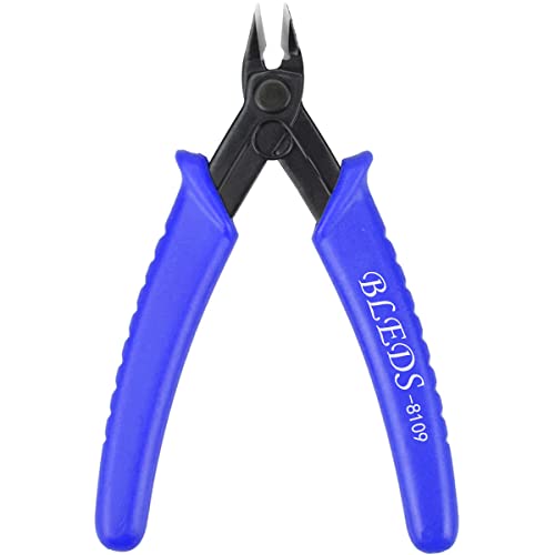 BLEDS Flush Cutter Pliers, Wire Cutter, Flush Cutters, Nippers, Diagonal Cutter, Wire Cutters Side Cutter, Micro Shear Cutter Precision Electronics Siding Cutting Pliers 5 inch, Blue