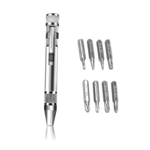 8 in 1 Screwdriver,Portable multi-purpose screwdriver set for outdoor and daily repair tools(Silver)