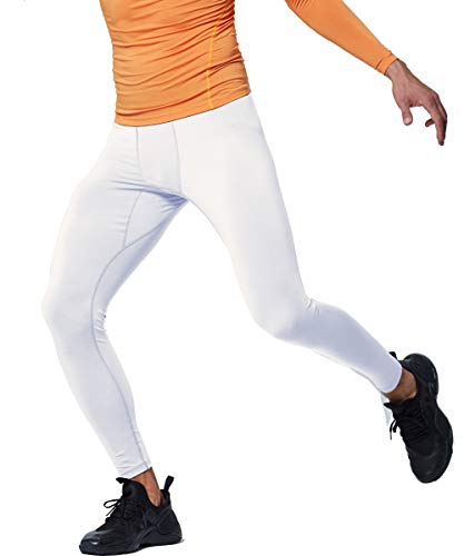 Exio Mens Compression Baselayer Pants Cool Dry Running Tights Leggings Ex-P06 (Small, Exp06-Wh) #TOP3