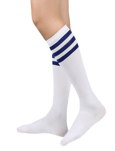 Image of Women's Knee High Athletic Socks Casual Stripes Tube Socks Outdoor Sport Socks
