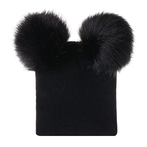 Unisex Kids Winter Pompom Hat Faux Fur Knitted Toddler Beanie Woolen Cap4
