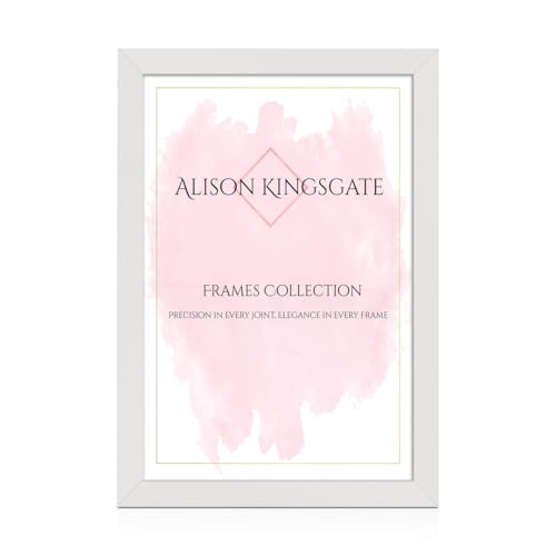 Alison Kingsgate Modern 18X12 White Picture Frames- Engineered Wood Photo Frame with Shatterproof Perspex Front- Ideal for Posters, Certificates & Artwork- Wall Mount or Tabletop Display