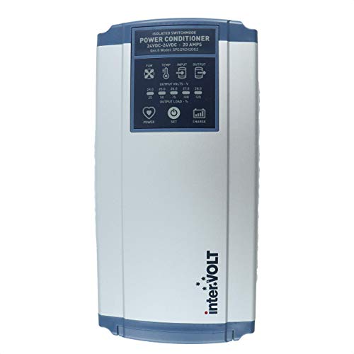 interVOLT 24V DC Stabilizer/Voltage Regulator/Power Conditioner/Battery Charger (20-33 VDC Input | 28-24 VDC Output) - Heavy Duty 20A DC-DC Isolated - GEN II Maxi Model SPCi242420G22