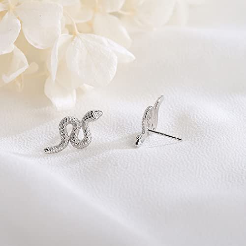 SLUYNZ S925 Sterling Silver Punk Snake Stud Earrings for Women Teen Girls Snake Helix Studs Earrings4