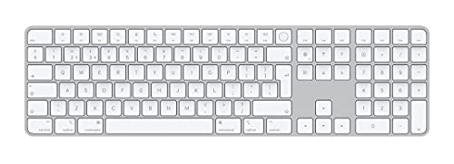 Image of Apple Magic Keyboard with Touch ID and Numeric Keypad: Wireless, Bluetooth, Rechargeable. Works with Mac Computers with Apple Silicon; British English - White Keys (Renewed)