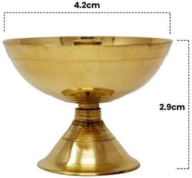 Miniatura 3 de PARIJAT HANDICRAFT Lámpara de aceite dorada hecha a mano de puja india para Diwali Pooja Artículo akhand Diya para Pooja Propósito (2.5 X 2.2