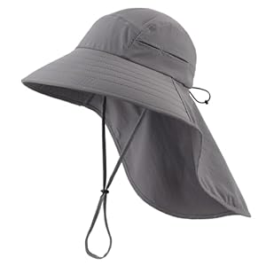 Home Prefer UPF 80+ Sun Hat for Men Women Wide Brim Sun Hat with Neck Flap Summer Safari UV Protection Gardening Fishing Hat