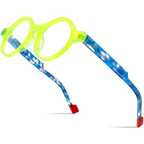 Image of HEPIDEM Multicolor Acetate Glasses Frame Women,Oversize Round Optical Eyeglasses 9345