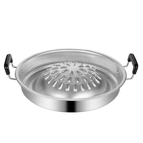 ASIAD Pan De La Parrilla Barbacoa Coreana Tailandesa, Placa Rejilla Coreana, Estufa Parrilla, Ronda para Acampar En El Hogar.,Plata,30cm