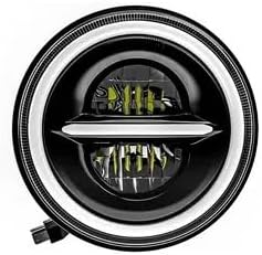 Moto Powerz 7 inch Headlight 110W LED Headlight with Halo DRL | 6 Months Warranty Bright LED Headlight Compatible with Royal Enfield/Jeep