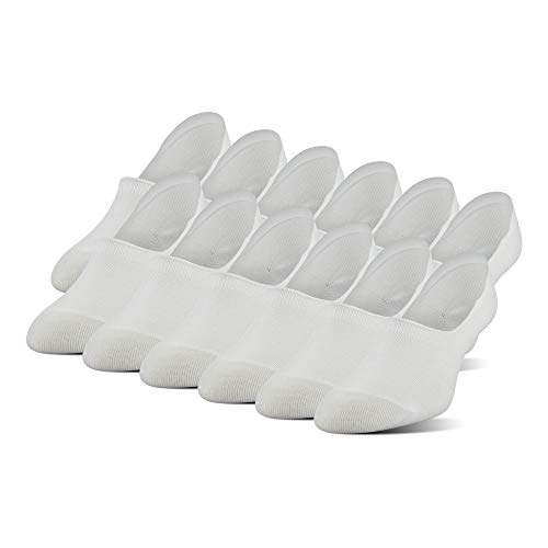 PEDS Women's Essential Mid Cut No Show Socks, 12 Pairs, White, Shoe Size: 5-10