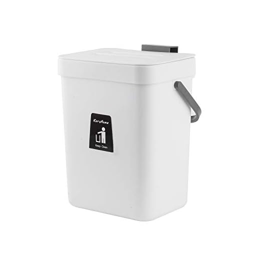 KaryHome Kitchen Compost Bin for Counter Top, Hanging Small Trash Can with Lid Under Sink for Kitchen Bathroom,Mountable Compost Bucket, White